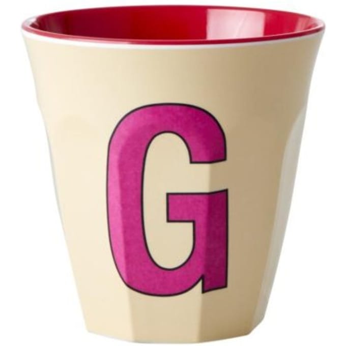 Rice melamine beker medium letter g pastel geel