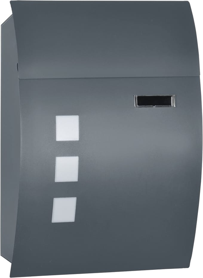 HOMCOM - Brievenbus - Staal - 32L x 10B x 45H cm - Donkergrijs