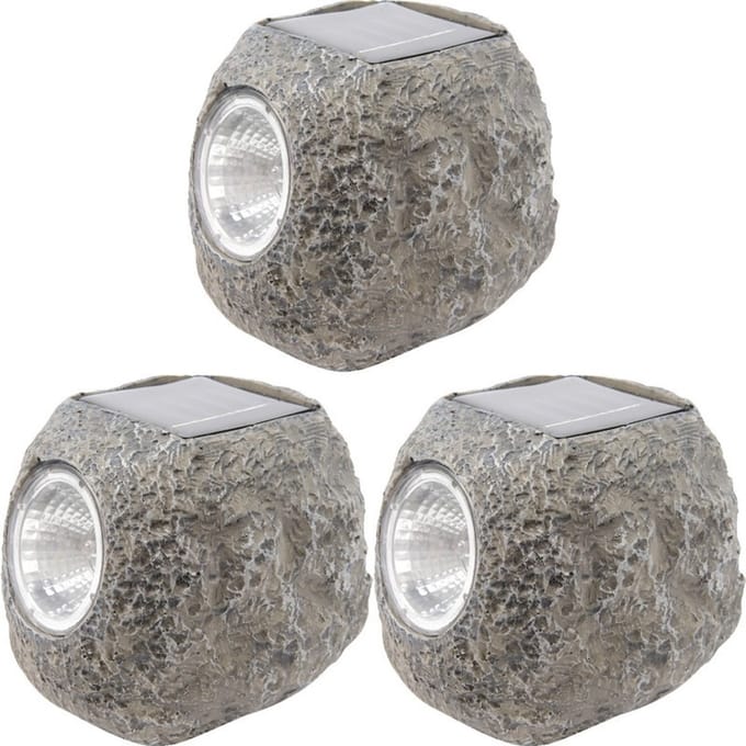 Lumineo Buiten spot solar verlichting - 14x - steen - LED - 10 x 12 cm