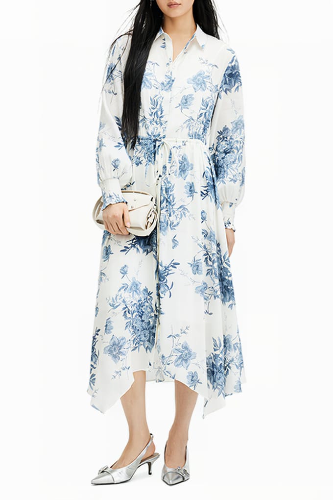 AllSaints Skye Dekorah Dress Denim Blue Taglia: 4 | Abiti in T-Shirt Outlet | Donna | Blu