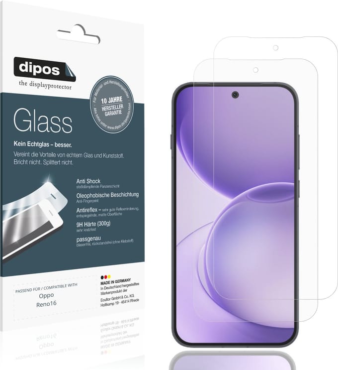 dipos – 2x Matte Pantserfolie geschikt voor Oppo Reno16 | 9H Screenprotector