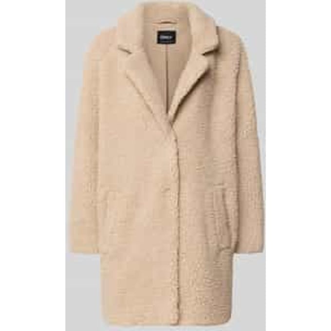 Relaxed fit lange jas van teddybont met reverskraag, model 'NEWAURELIA'