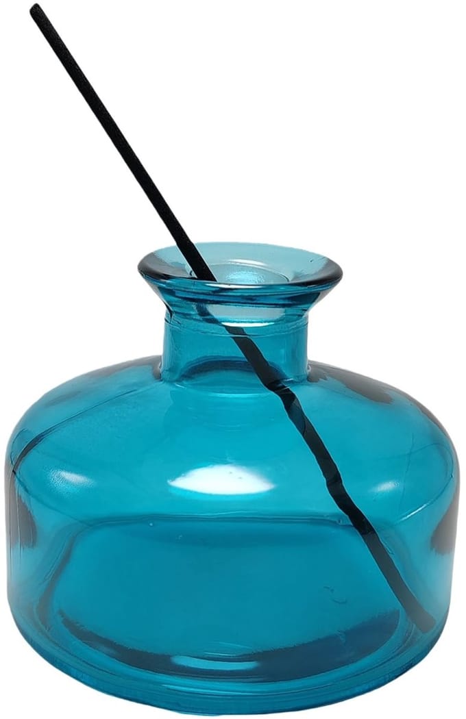 Dailygoods- Diffuser 200ml Glas - Aromatherapie Container - Geurverspreider - Hervulbare Fles - Blauw - Ronde Vorm