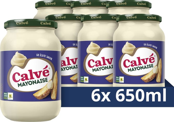 Calvé Mayonaise - De Échte - 6 x 650 ml - Voordeelverpakking