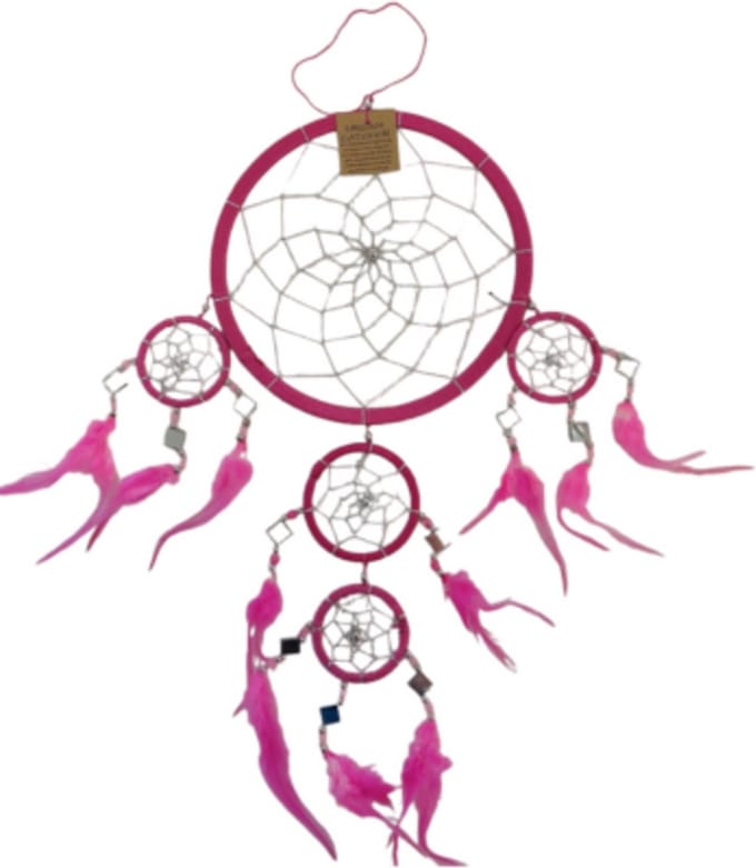 Dromenvanger - spiegel - 22cm - roze - Dreamcatcher