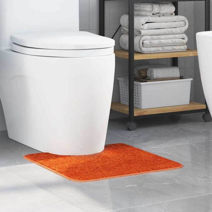 vidaXL - Antislip - Badmat - met - Toilet - Uitsnede - Oranje - 50 - x - 50 - cm - PP