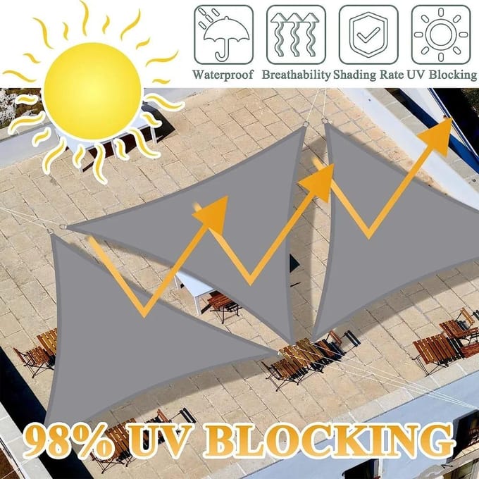 Zonnescherm Zeil Gebogen Commercieel Buiten Schaduwdoek Rechthoek Driehoek Heavy Duty Waterdicht voor Achtertuin Patio Tuin Dek Triangle 3x3m