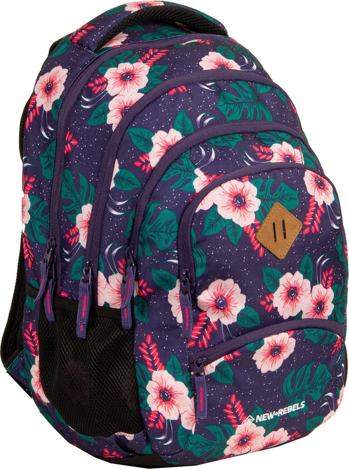 New Rebels ® BTS 4 schooltas met laptopvak flower print