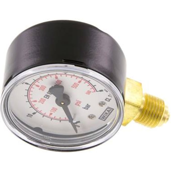 0..40 Bar Manometer Onderaansluiting Staal/Messing 50 mm Klasse 1.6