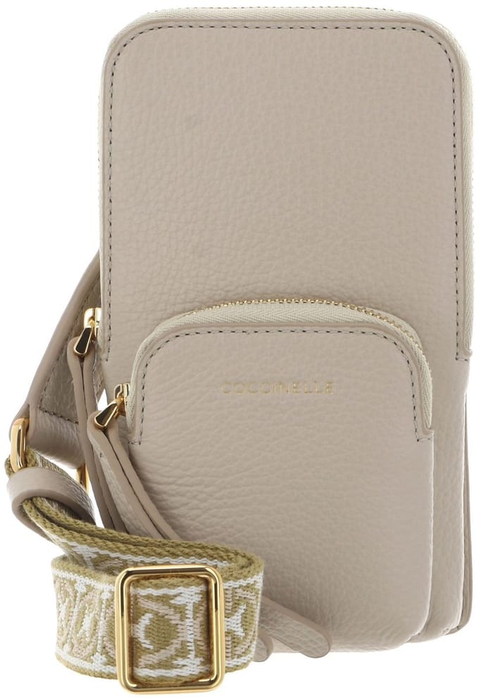 COCCINELLE Leren telefoontasje Pixie Hi-Tech Phone Bag Sandshell beige