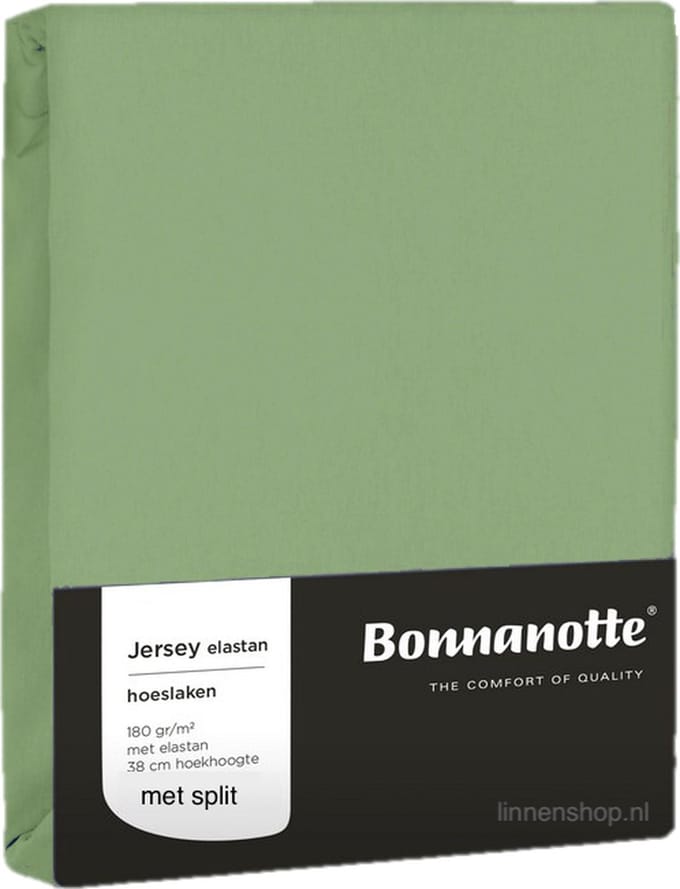 Bonnanotte Hoeslaken Split(topper) Jersey Elastan Mosgroen 180/200x200/220