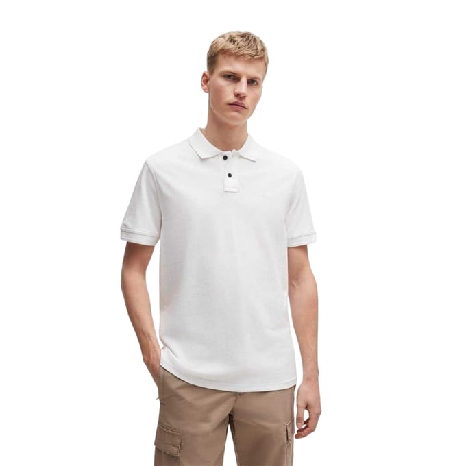Boss Heren Prime Katoen Regular Poloshirt met Korte Mouwen (Wit)