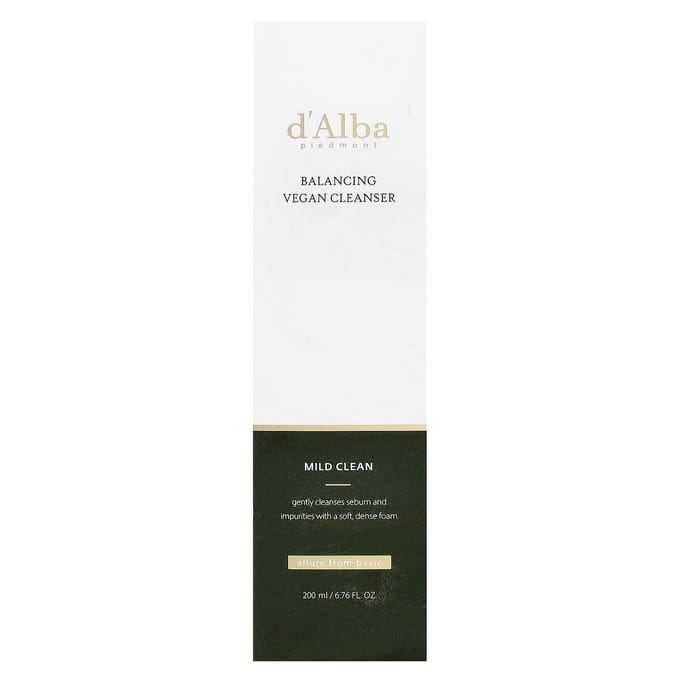 d'Alba, Nettoyant végétalien équilibrant, nettoyage doux, 200 ml (200 ml)