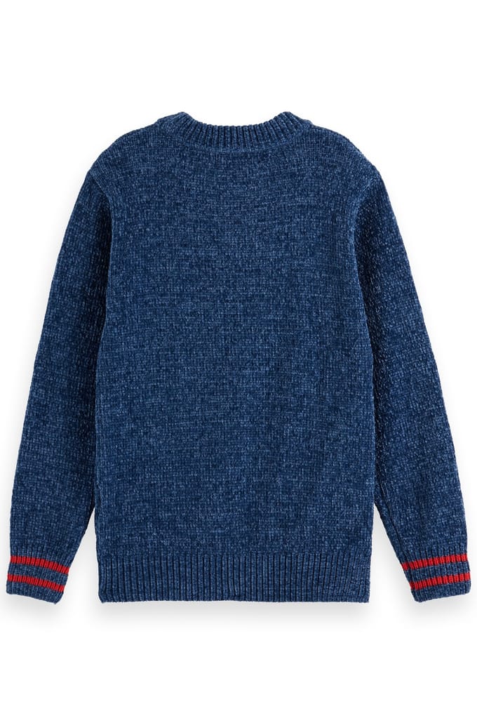 Scotch & Soda Boy Regular-fit Velvet Chenille Pullover Insignia Blue Größe: 6 | Strickjacken Outlet | kids | Blau