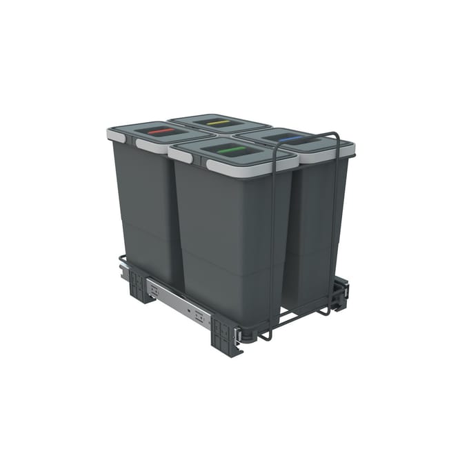 ECOFIL afvalbak 8+8+8L met deksel; volledig uittrekbaar; Bodembevestiging vanaf kastbreedte 40cm