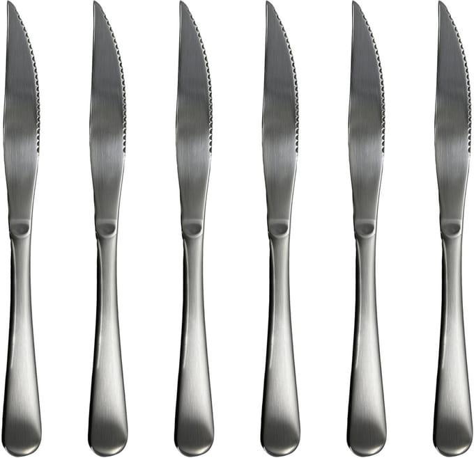 Steakmessen - 6 Stuks - RVS - Vaatwasserbestendig - Steak bestek - Messenset - Vleesmessen - 23 cm - RVS