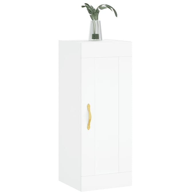 vidaXL - Wandkast - 34,5x34x90 - cm - bewerkt - hout - wit