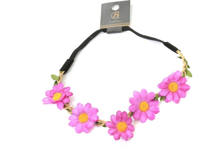 Haarbandje Bloemen - Hippie Hoofdband - Paars - Elastiek