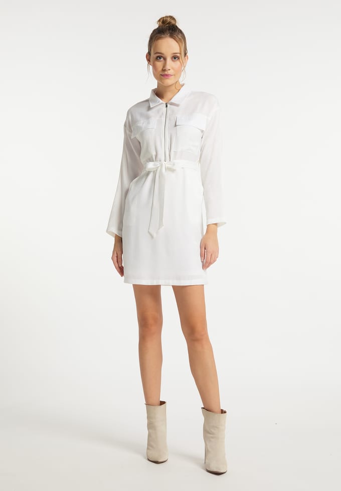 Dreimaster Overhemd blouse jurk Dames wit