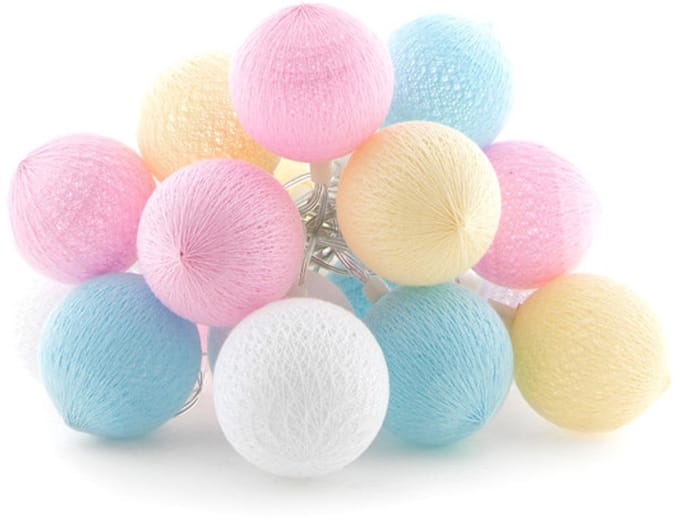 Cotton Ball Lights - LED lichtslinger voor buiten - STARTERSET - verlengbaar - 20 lampjes - Pastel