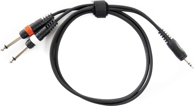 MUSIC STORE soundcard kabel jack 1 m 3,5 sym./ 2x6,3 mono - Insert kabel