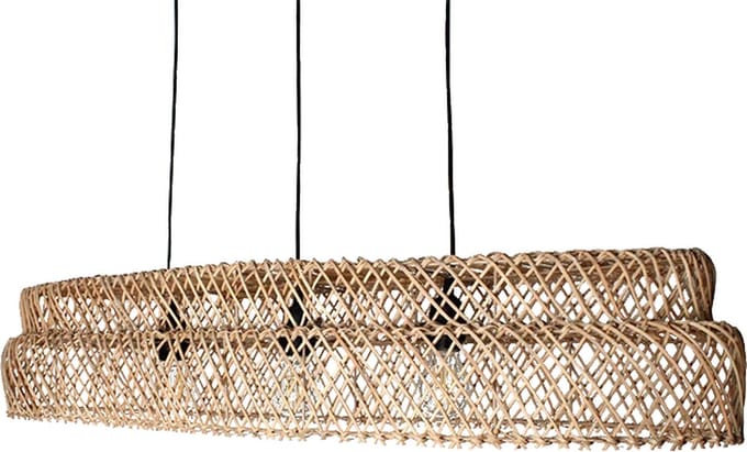 Ovale rotan hanglamp Mano -100x32cm- 4Shine