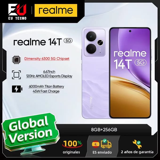 realme 14T 16,9 cm (6.67") Android 15 5G 8 GB 256 GB 6000 mAh Paars