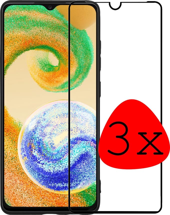 Screenprotector - 3 Stuks Geschikt voor Samsung Galaxy A04s - Full Cover - Beschermglas - Gehard Glas - Tempered Glass - Screen Protector