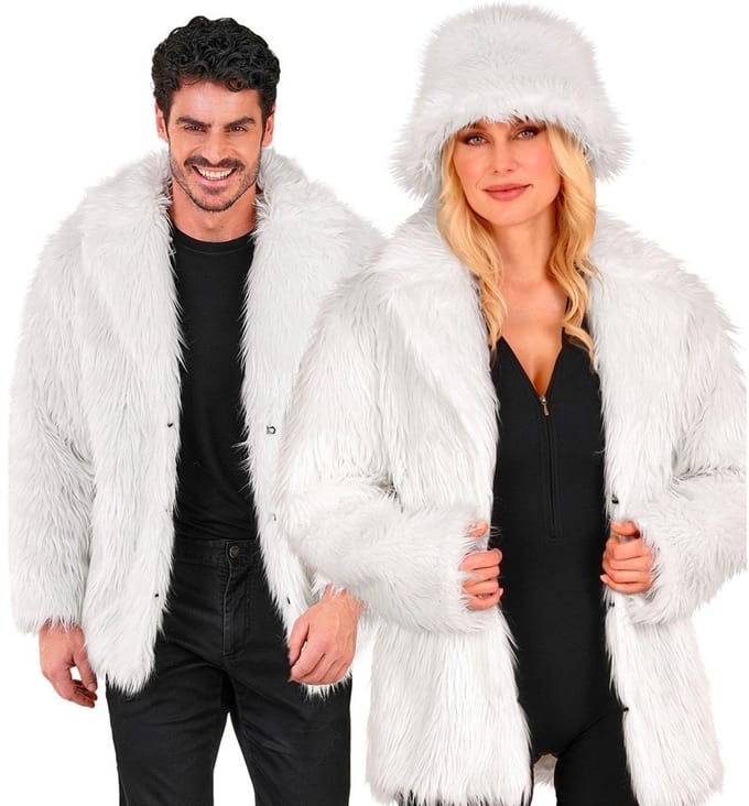 Bontjas Pluche Wit - Maat S-M