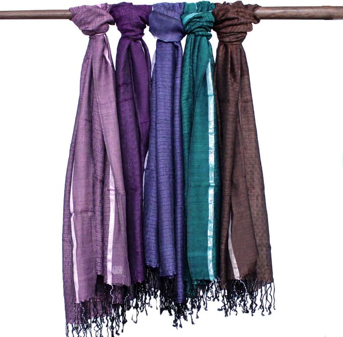 Large Indian Boho Scarves - 75x180cm - Random Colours with Gold Thread