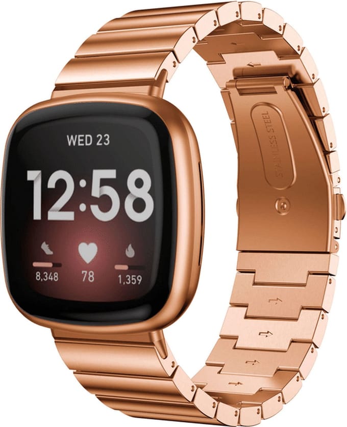 Strap-it Metalen smartwatch bandje - geschikt voor Fitbit Versa 3 / Fitbit Sense - rosé goud