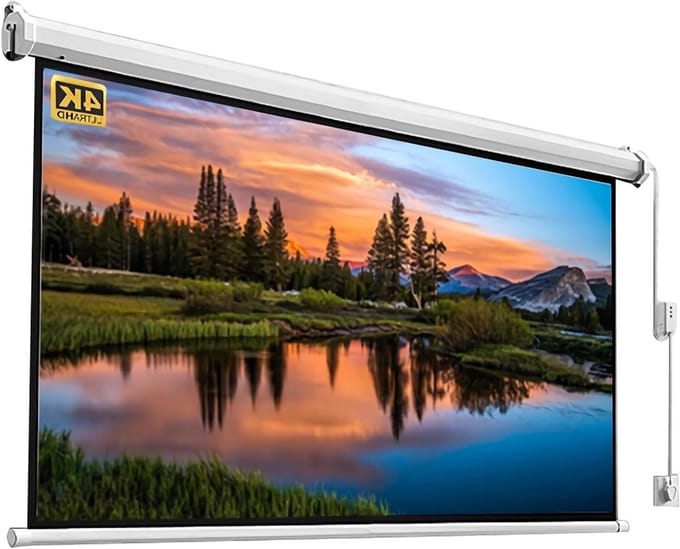 Gemotoriseerd Projectiescherm - Oprolbaar Scherm - Thuisbioscoop Creëren - 4-Laags Mat Scherm - 60 inch - Wit
