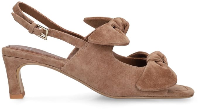 Manfield - Dames - Bruine suède slingbacks - Maat 38