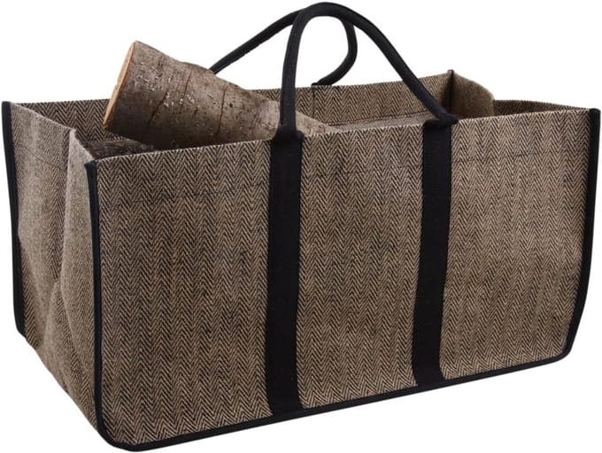 Duurzame Jute Houttas met Handvatten voor Open Haardhout