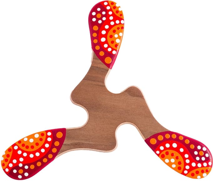 Handbeschilderde boemerang Wallaby Boomerang Yallingup WB105 Hout 22 cm
