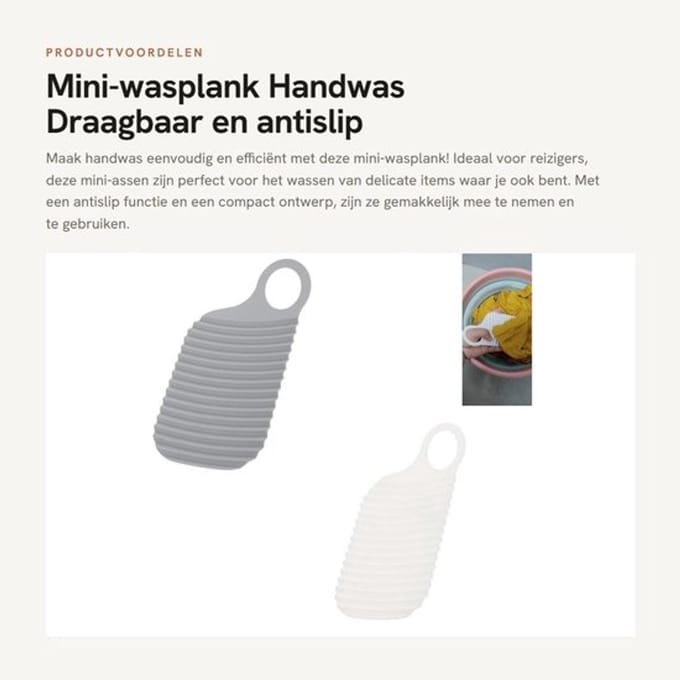 Mini-assen 2 Stuks - Draagbaar - Antislip - Wandwas - Eenvoudig te Wassen - Polyethyleen 18,5 x 9,5 cm - Wasplank