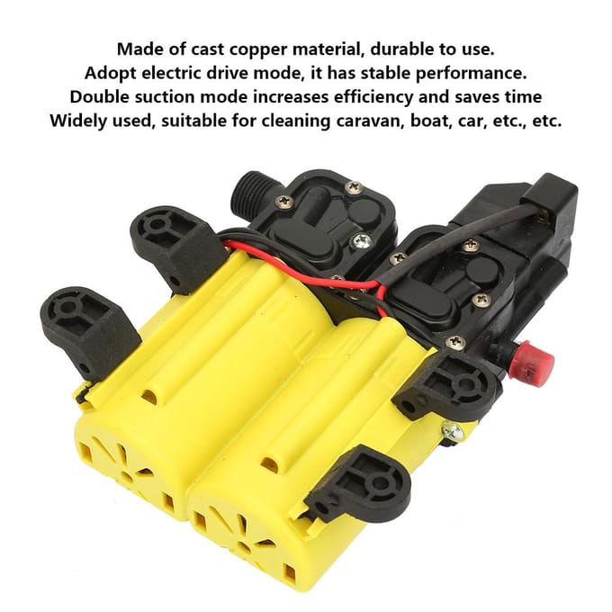 Dubbelzuigende elektrische zelfaanzuigende membraanwaterpomp 12V 100W(geel)