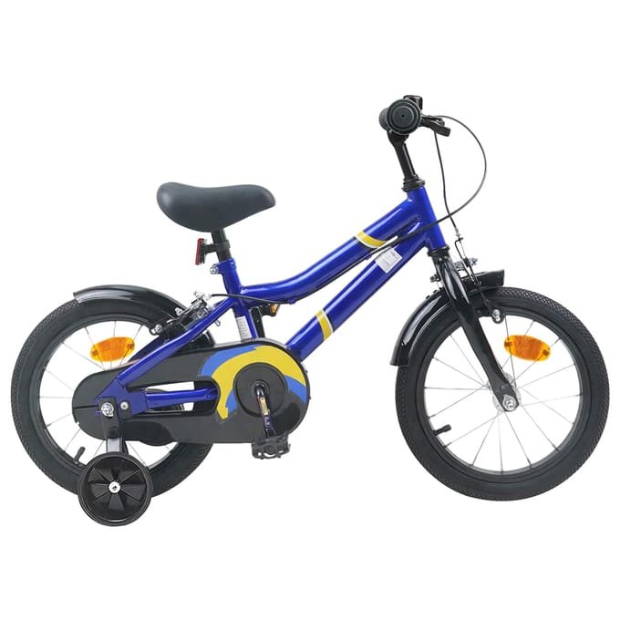 vidaXL - Kinderfiets - 14 - Inch - voor - 3-5 - jaar - oud - Blauw - en - Zwart