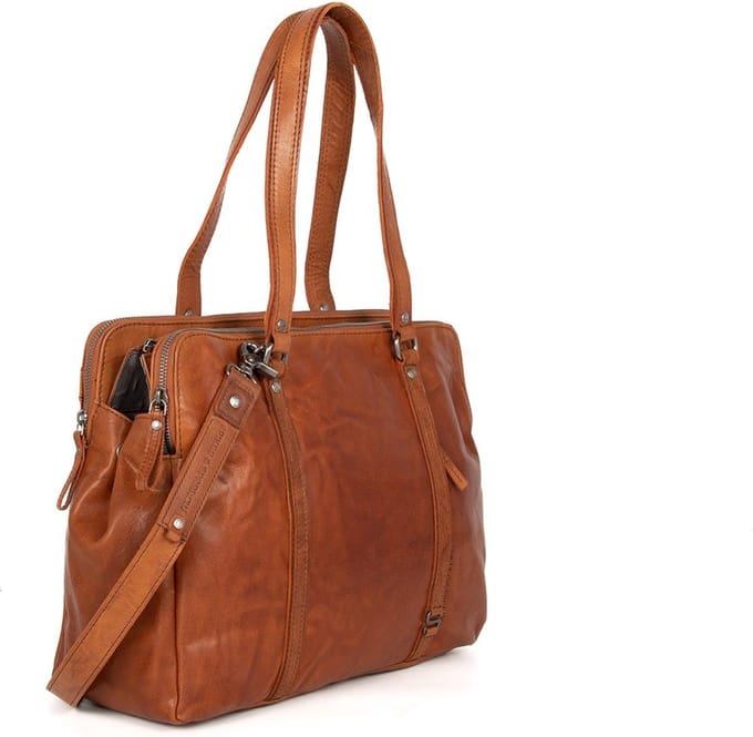 Leren Laptoptas / Schoudertas - 15 inch - Kansas - Brandy Cognac