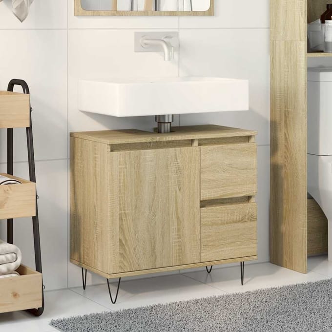 vidaXL - Badkamerkast - 65x33x60 - cm - bewerkt - hout - sonoma - eikenkleurig