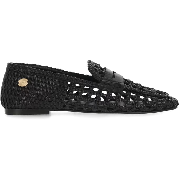 Fred De La Bretoniere - Glara Woven Mocassin Leer Zwart - Maat 40