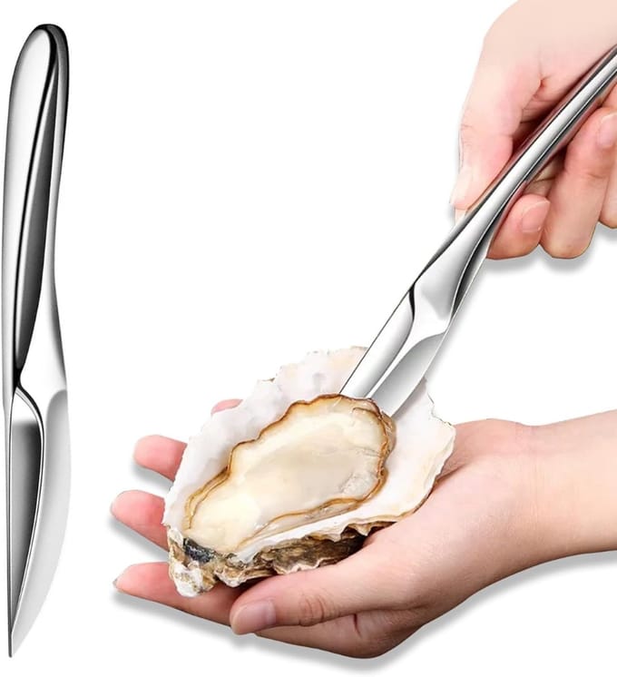 Core® Oestermes - Oesterset - Oestermes en Handschoen - Zilver - 19cm x 2cm x 2cm