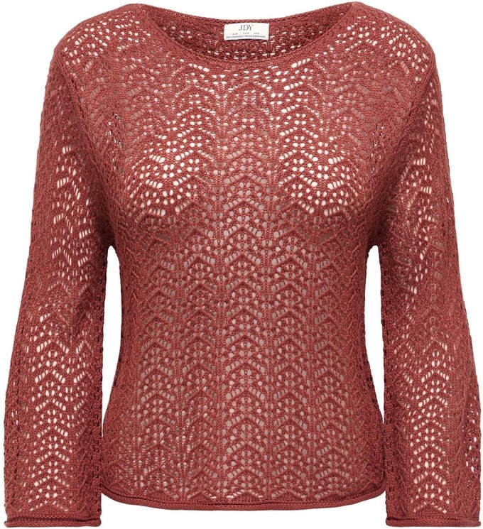 Jacqueline de Yong Trui Jdymika 3/4 Boat Neck Pullover Knt 15384301 Smoked Paprika Dames Maat - M