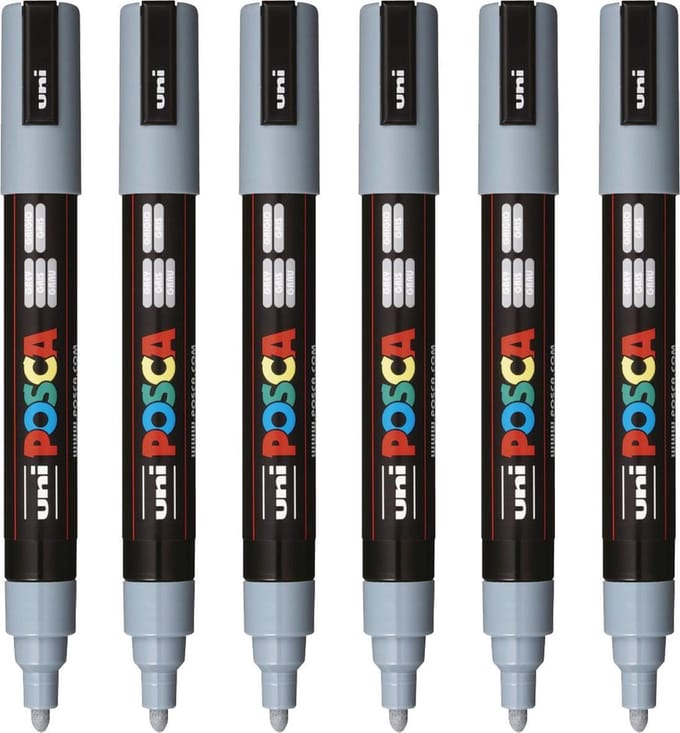 Posca - Verfstift PC5M M grijs | 6 stuks