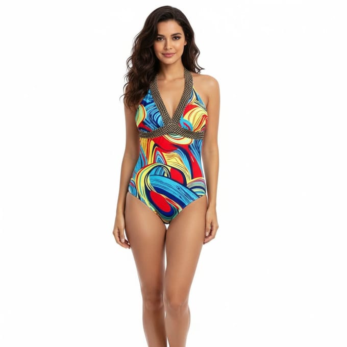 Badpak Summer - Kleurvol - Gouden Paillet - Open Rug - Bikini