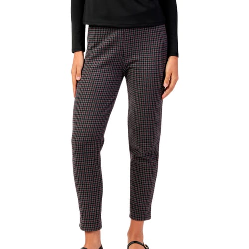 Slim fit broeken Admas Stretch broek met houndstooth motief Granate
