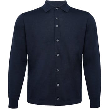 R2 Amsterdam Knitted Pull Shirt Merino Donkerblauw (navy) - Maat S - Heren - Overhemden Casual