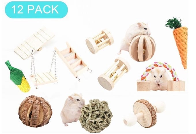 Nixnix® - Hamster Speelgoed set 12 stuks - Premium - Knaagdier