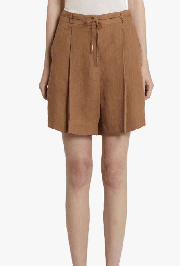 shorts in linnen vrouw tabak