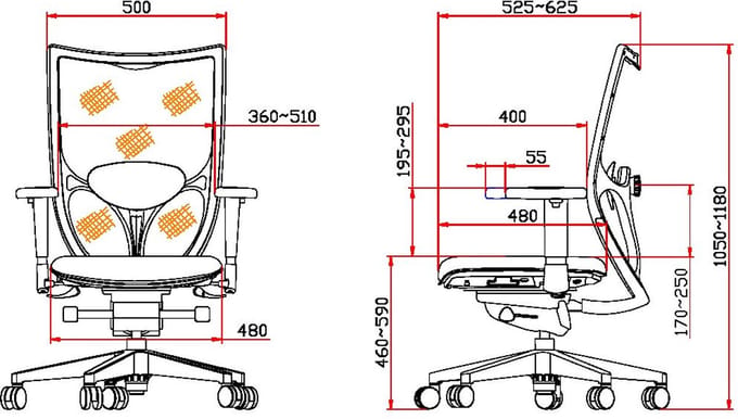 Ergonomische bureaustoel NPR1813 model 1554 met witte rugleuning